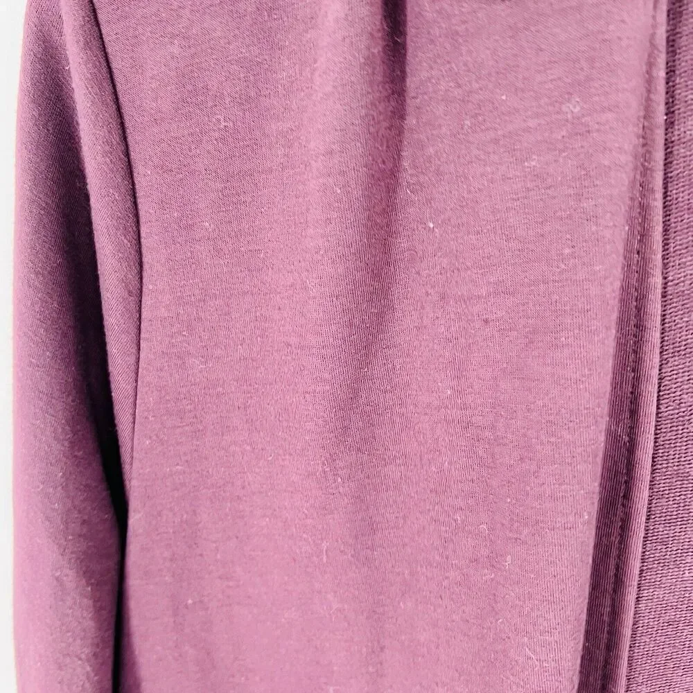 J Jill Luxe Long Sleeve Open Front Cardigan Duster Hoodie Purple Large Petite